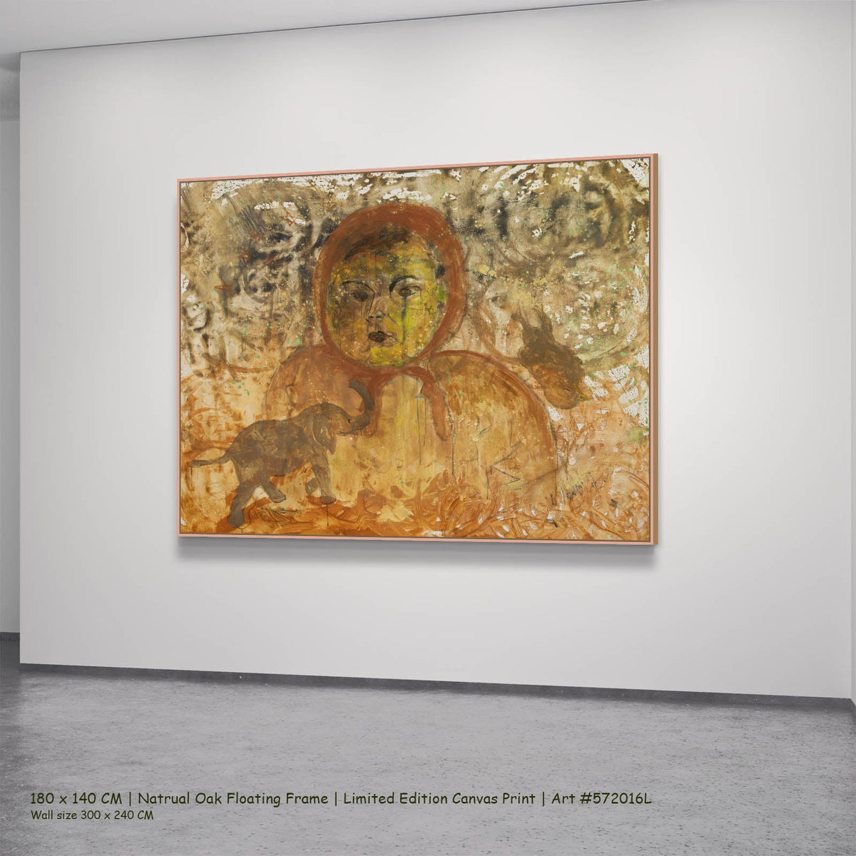 Summer Jiang — The Home I Don't Belong Modern canvas wall art in a natural oak floating frame, 180 × 140 cm