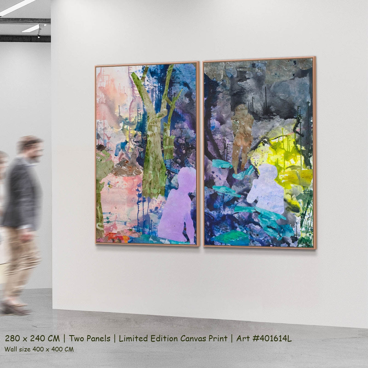 Summer Jiang — The Search Contemporary two-panel canvas wall art set, 280 × 240 cm
