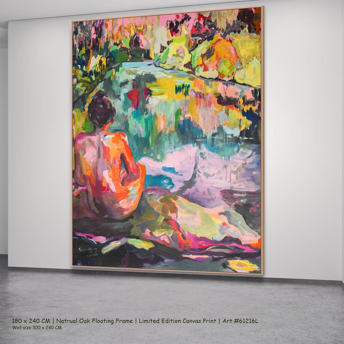 Summer Jiang — The Start of a Summer Contemporary canvas wall art in a natural oak floating frame, 180 × 240 cm