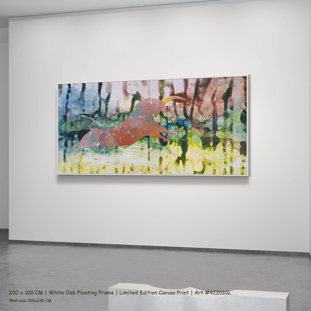 Summer Jiang — Unbreakable Abstract canvas wall art in a white oak floating frame, 200 × 100 cm