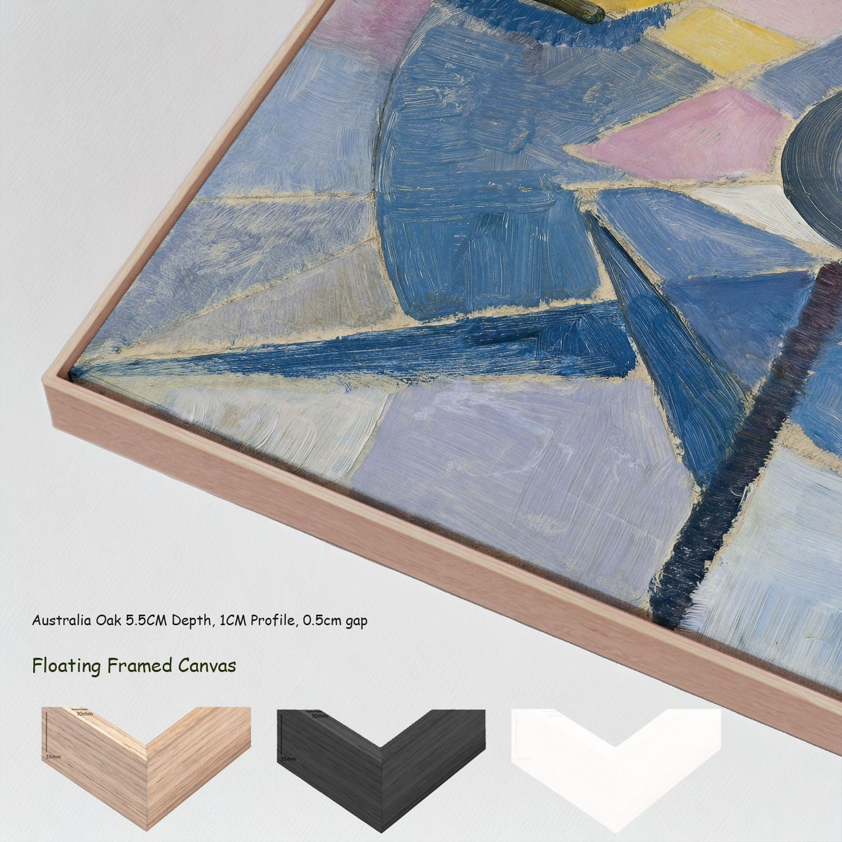 Composition II by Theo van Doesburg in a floating frame, large blue and red Cubist canvas print