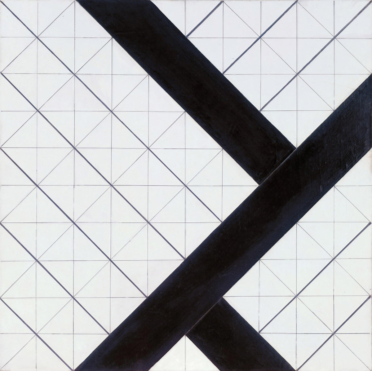 Large white and black Geometric Abstract canvas print of Counter-Composition VI by Theo van Doesburg