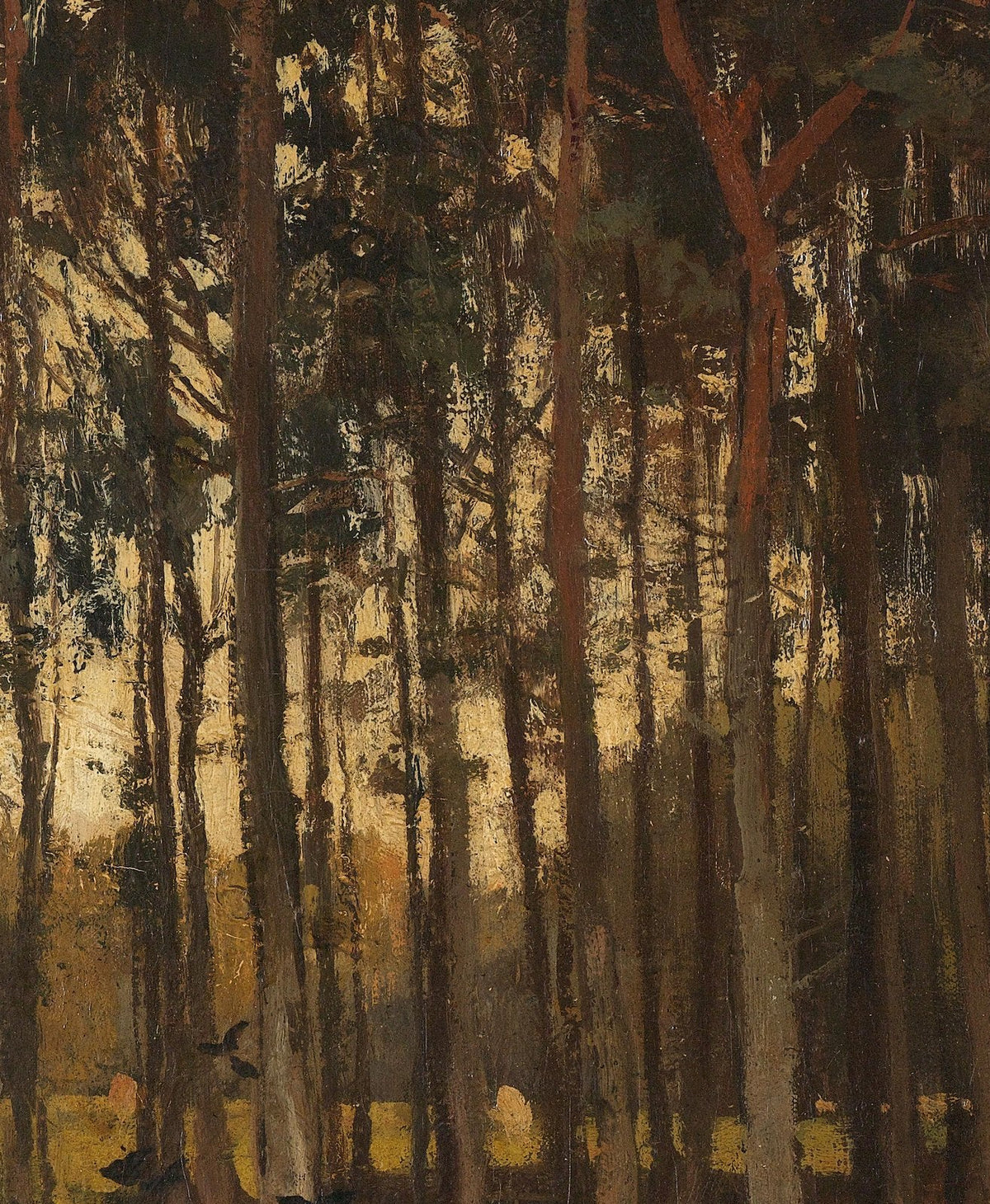 Theophile de Bock — View in the Woods canvas — close-up detail of the framed canvas print
