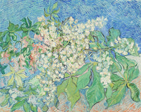 Large green and blue Impressionist canvas print of Blossoming Chestnut Branches by Vincent van Gogh