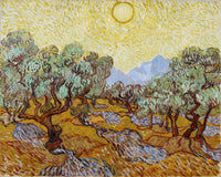 Large yellow and orange Impressionist canvas print of Olive Trees with Yellow Sky and by Vincent van Gogh