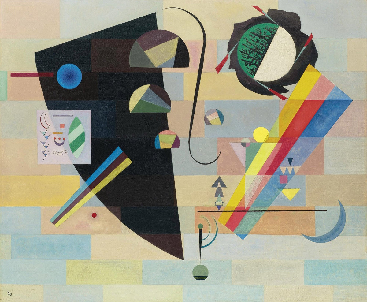 Large black and white Abstract canvas print of Black Form with Rainbow Band by Wassily Kandinsky