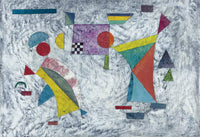 Large blue and yellow Modern Abstract canvas print of Grey Ground with Coloured Groups by Wassily Kandinsky