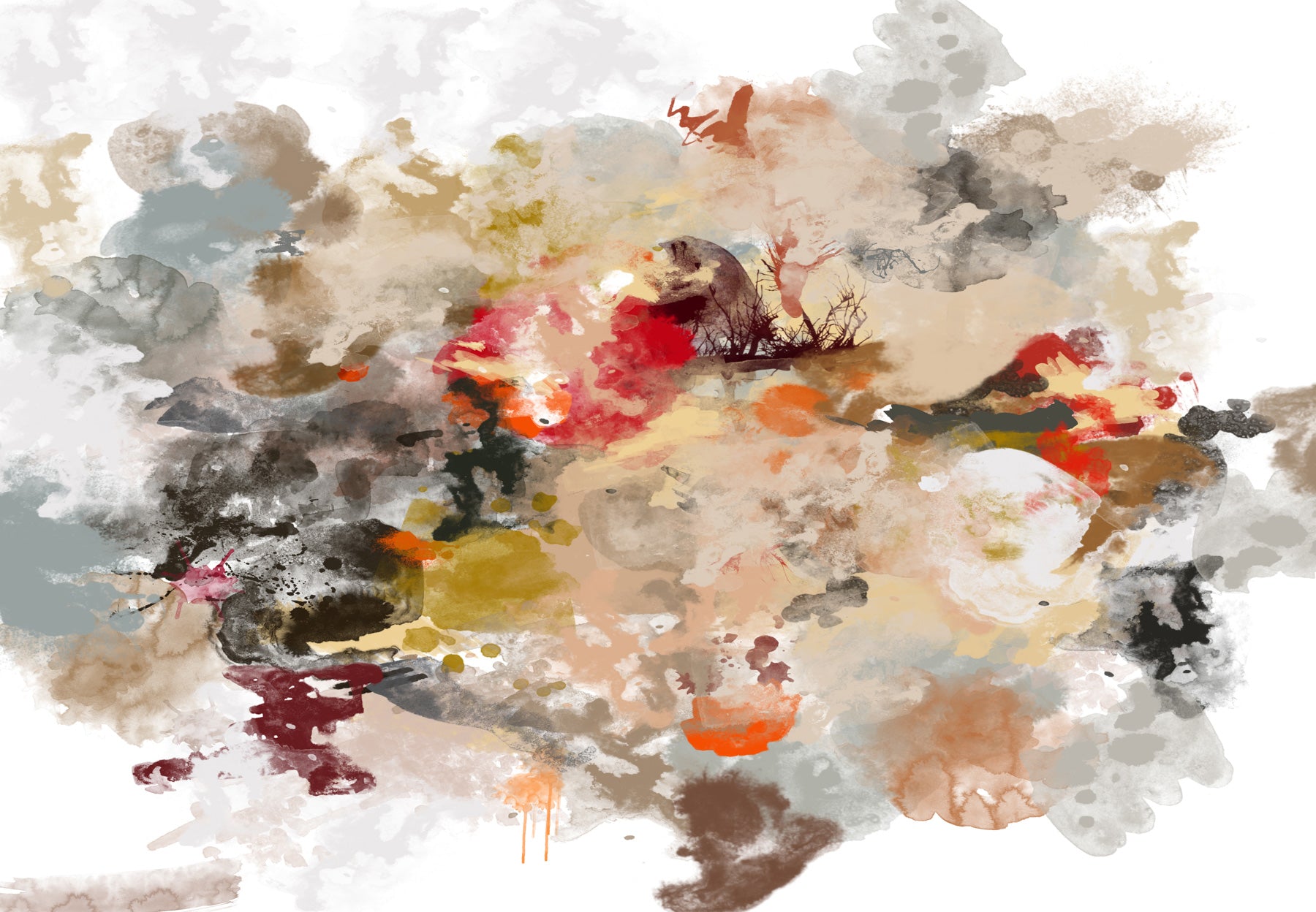 Abstract acrylic watercolor modern art print | Cherry Lake #22573