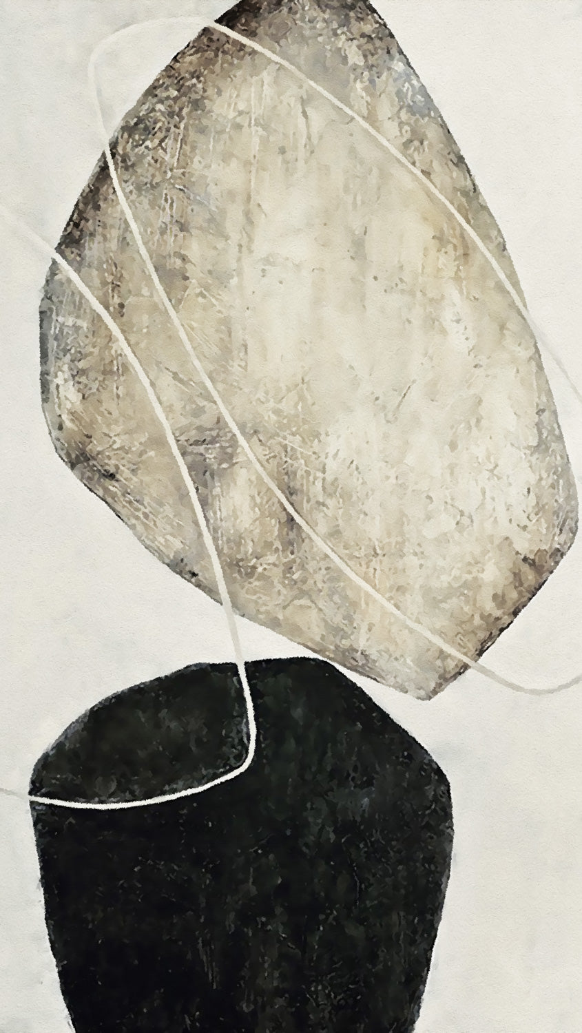 Abstract shape | black white abstract | Oversize large canvas art with floating box frame | #1931 - Wall Liberation