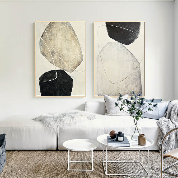 Abstract shape | black white abstract | Oversize large canvas art with floating box frame | #1931 - Wall Liberation