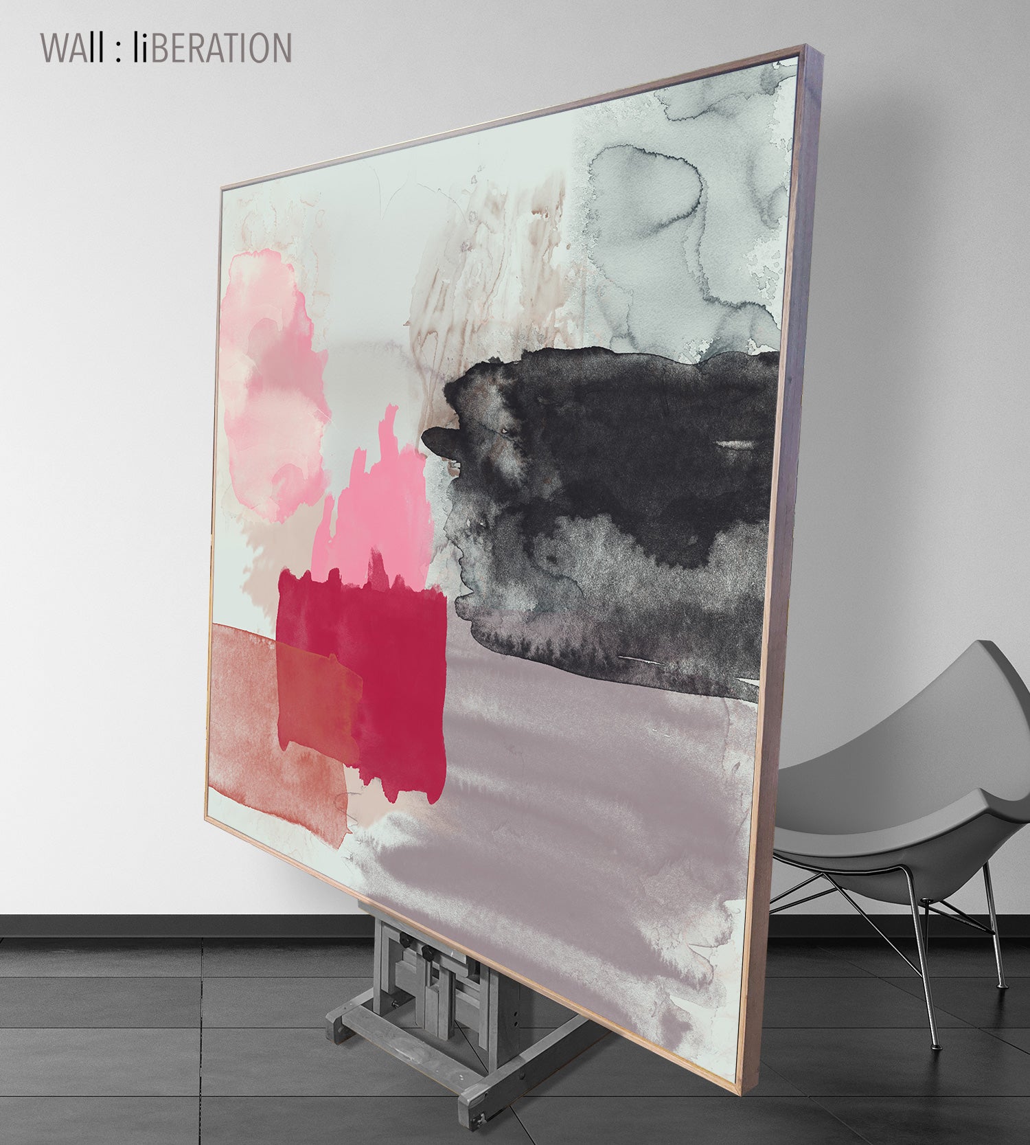 Abstract water color black red brown | floating framed | oversize up-to 335 cm | #919 - Wall Liberation