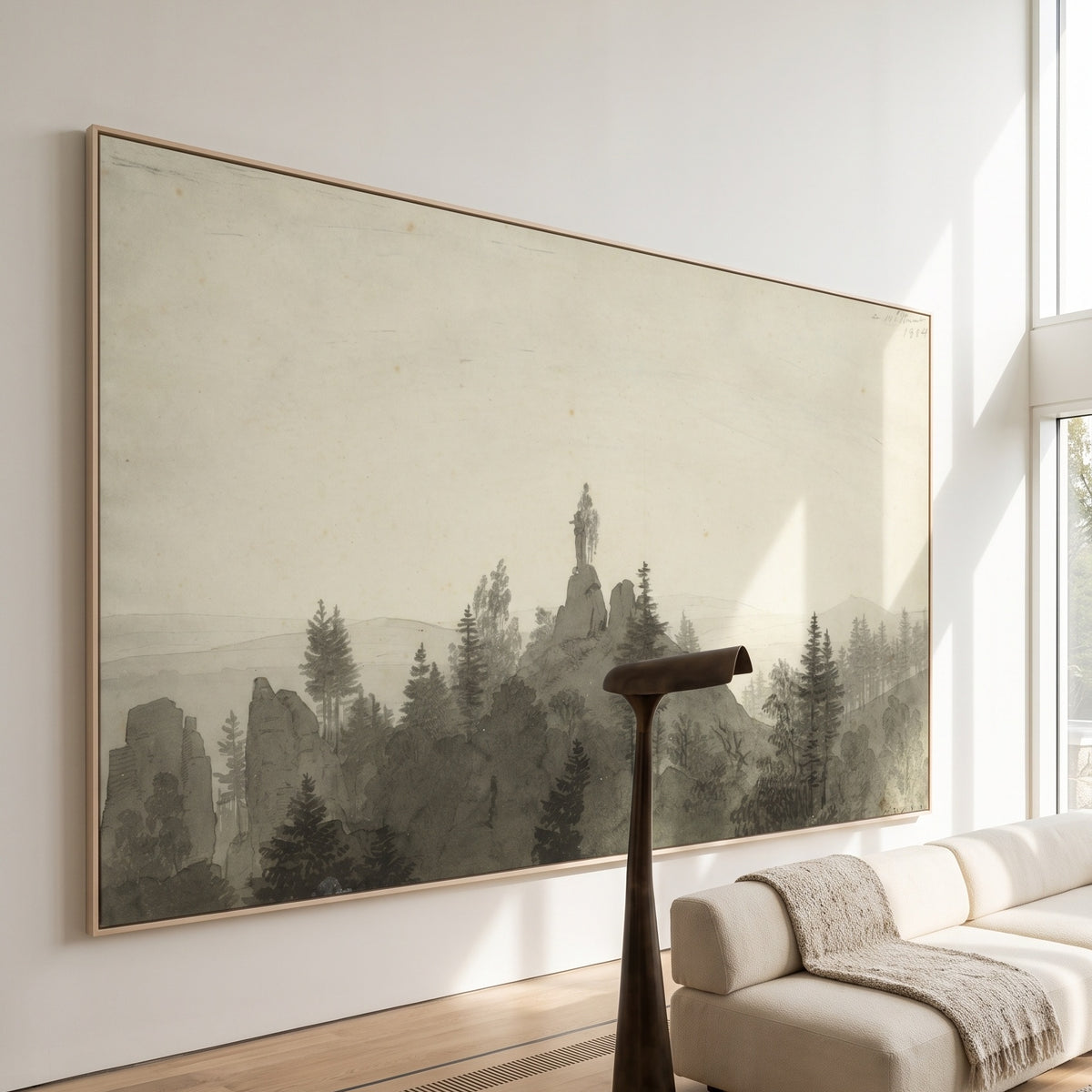 Caspar David Friedrich | Giant Brown Landscape Canvas Print | Madonna Statue