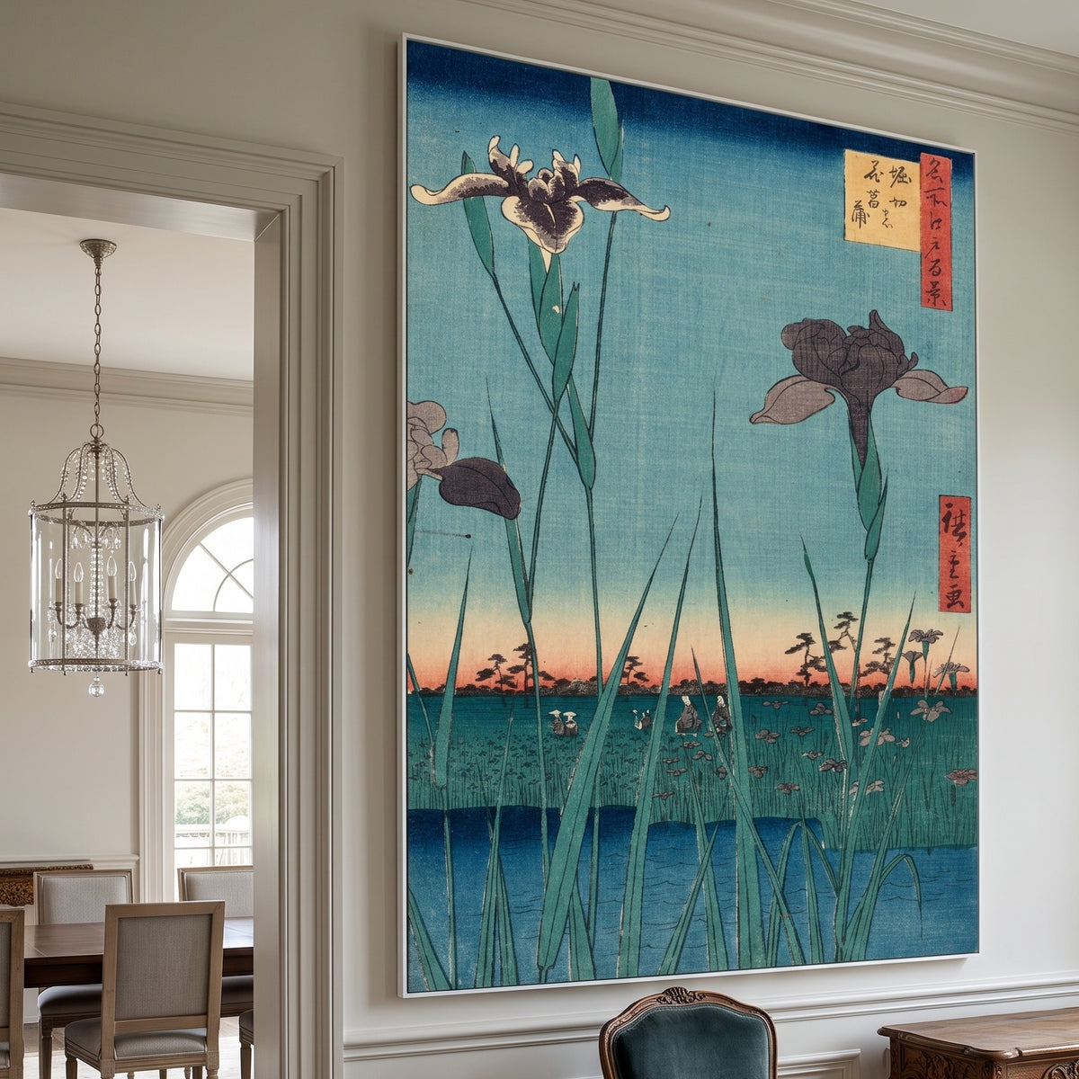 Utagawa Hiroshige | XL Aqua Japanese Wall Art | Horikiri Iris Garden