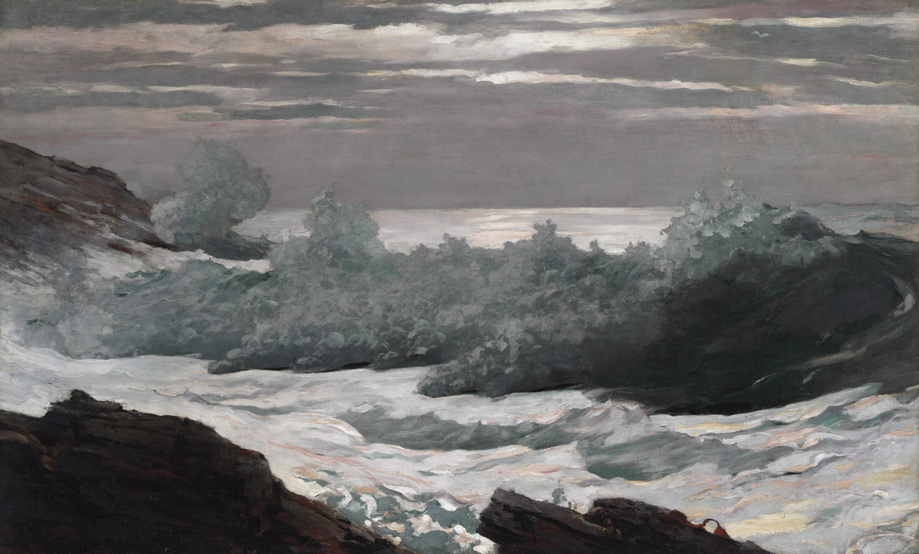 Large green and brown Landscape canvas print of Early Morning After a Storm at by Winslow Homer
