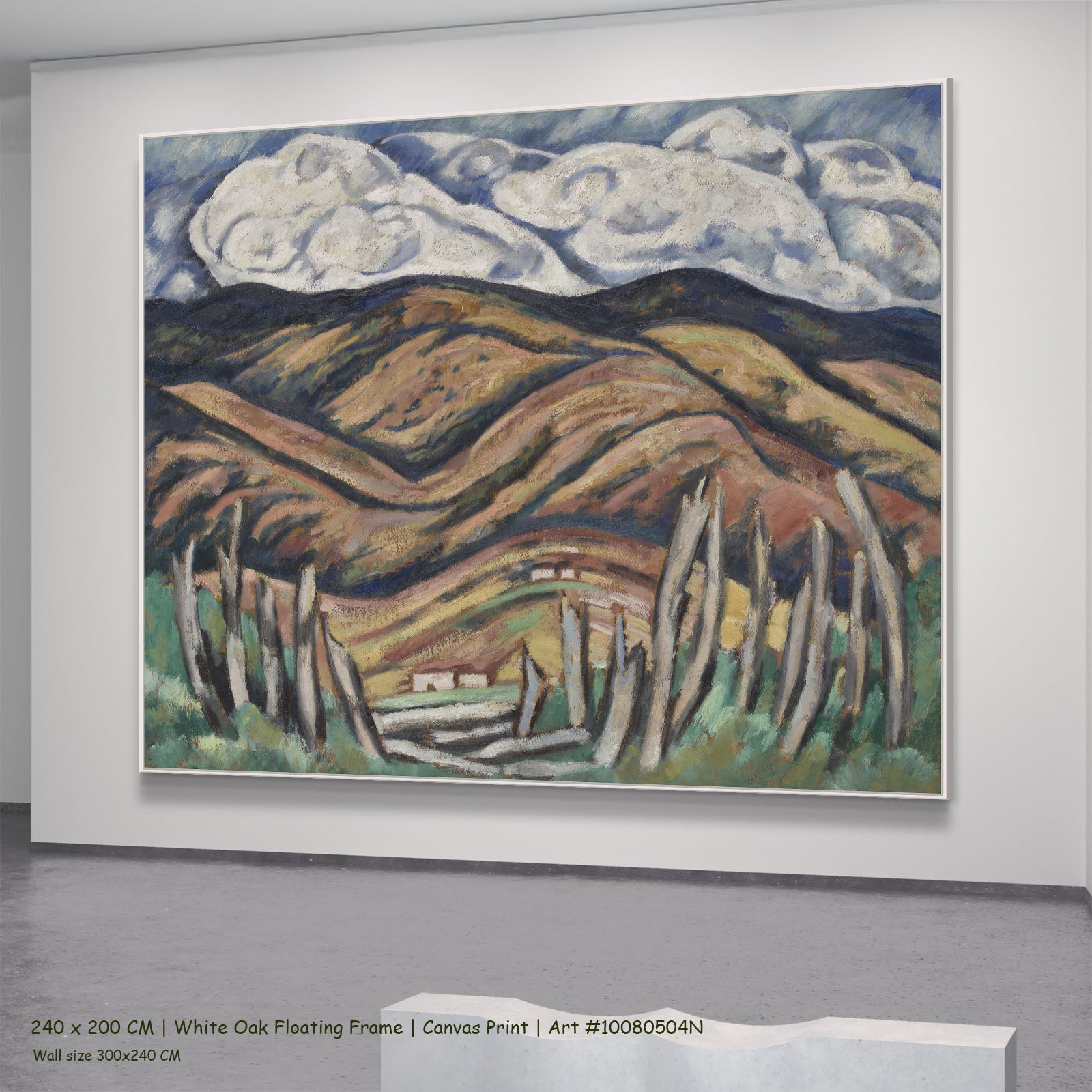The Last of New England—The Beginning by Marsden Hartley in a white oak floating frame, large brown and green Modern Abstract