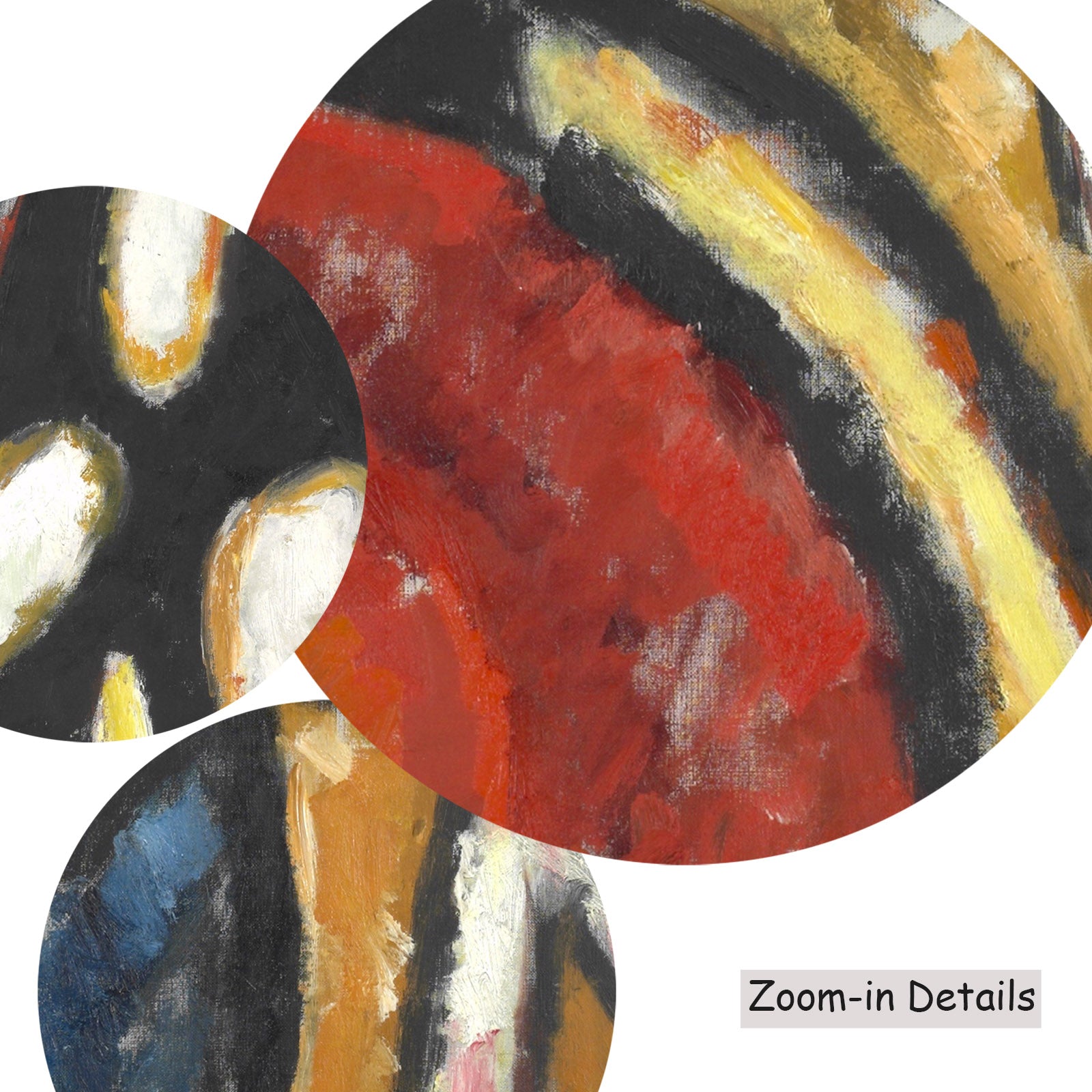 Close-up detail of the brushwork on Movement, a large red and orange Expressionist Abstract canvas by Marsden Hartley