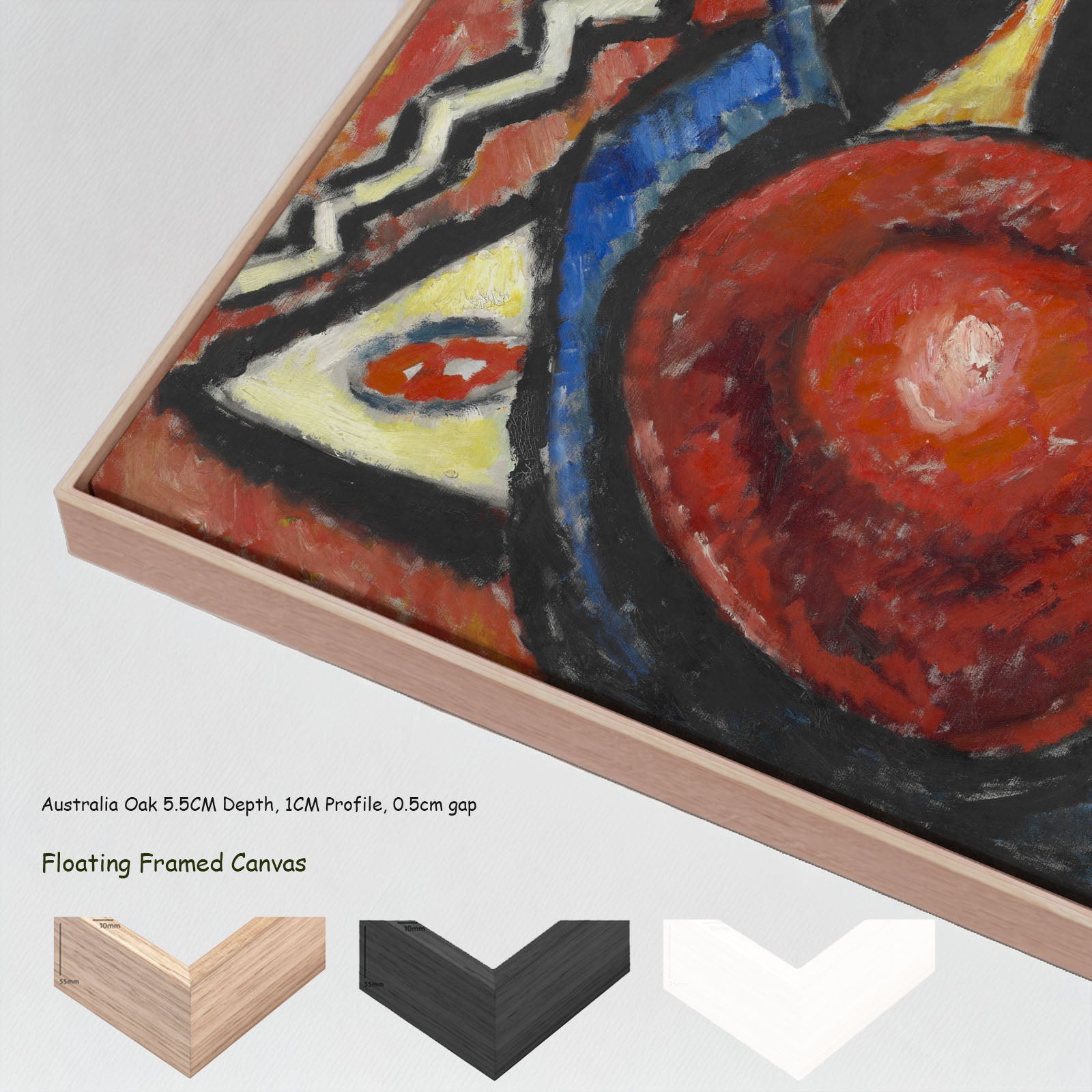 Movement by Marsden Hartley in a floating frame, large red and orange Expressionist Abstract canvas print