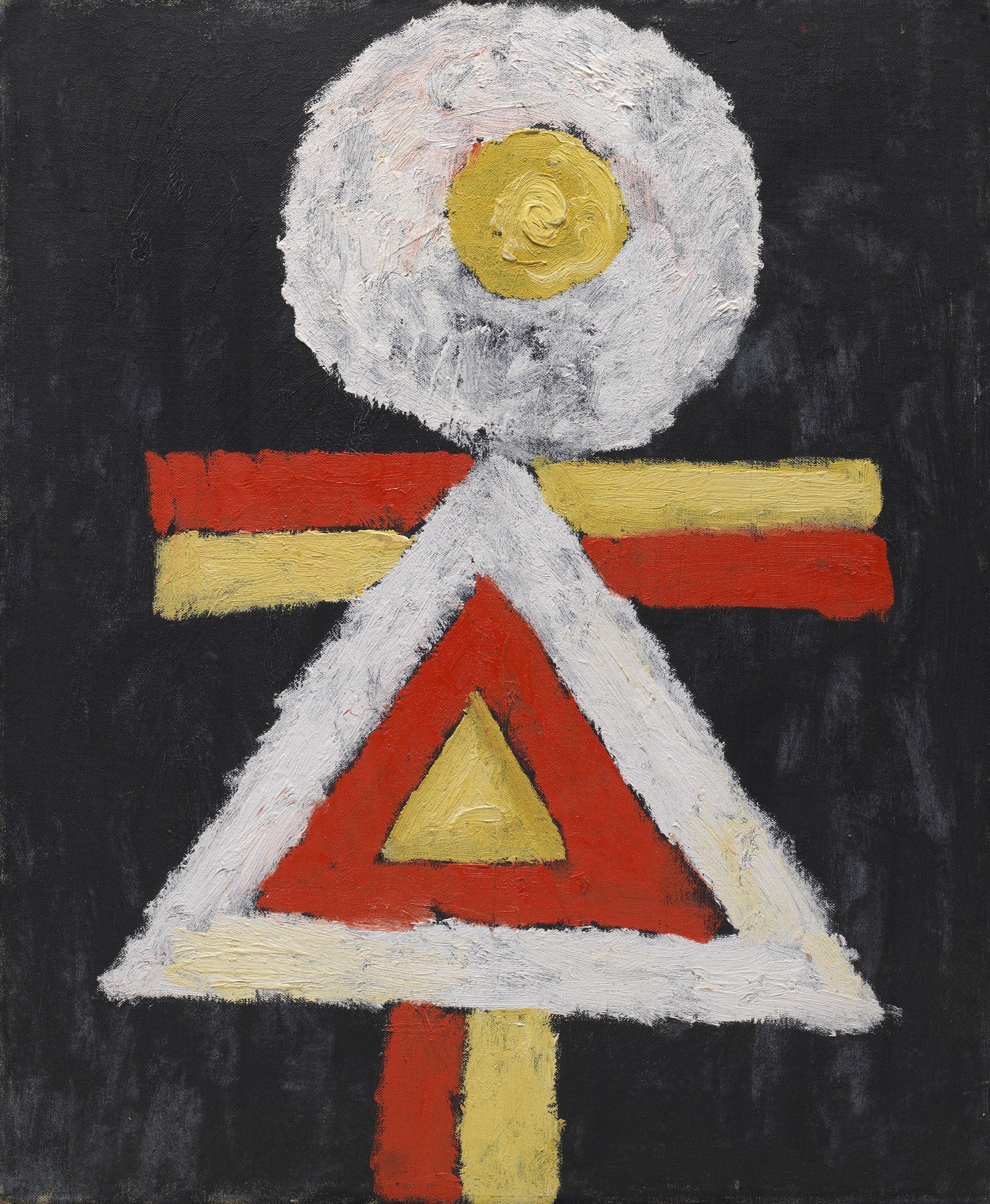 Large red and yellow Geometric Abstract canvas print of Geometric Figure by Marsden Hartley