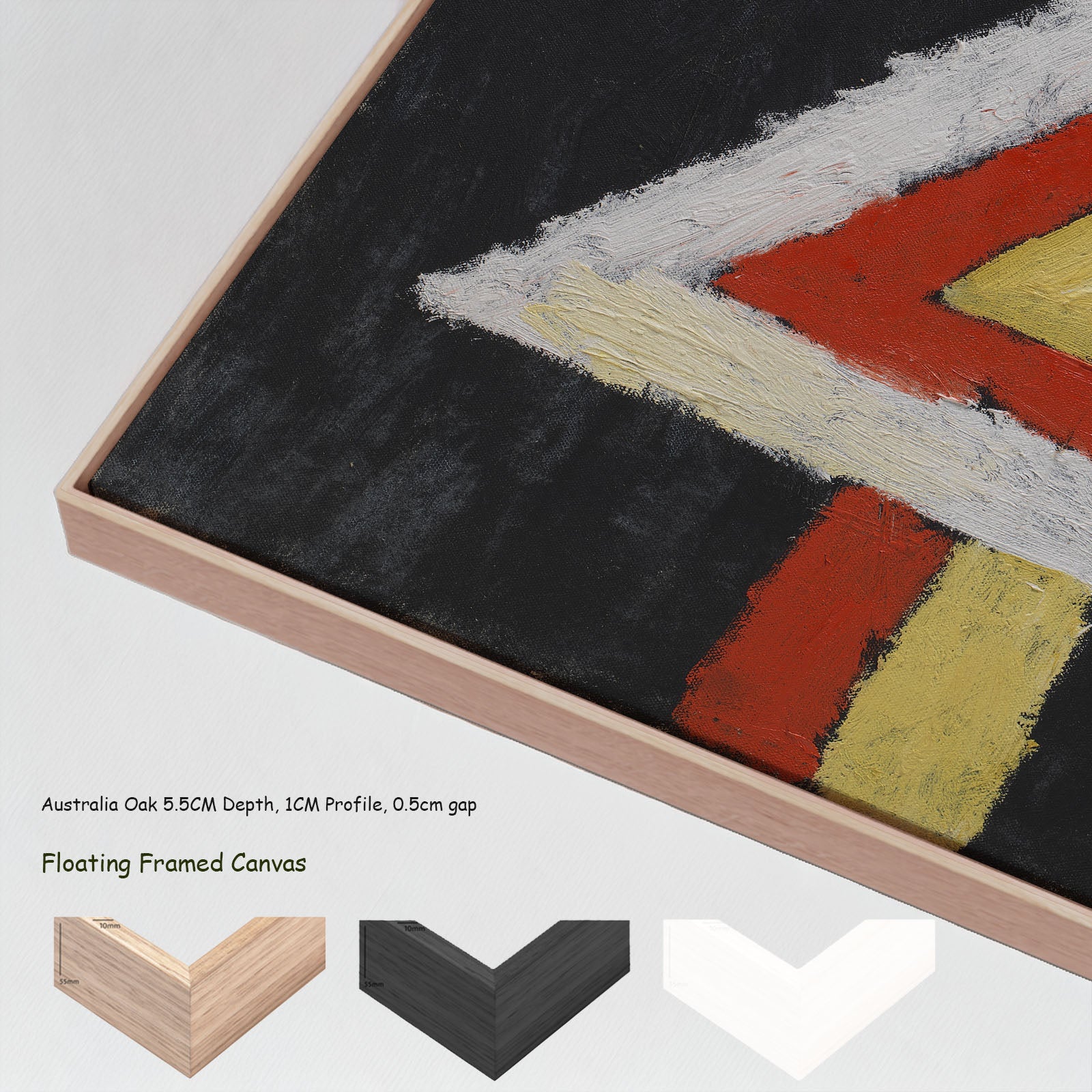 Geometric Figure by Marsden Hartley in a floating frame, large red and yellow Geometric Abstract canvas print