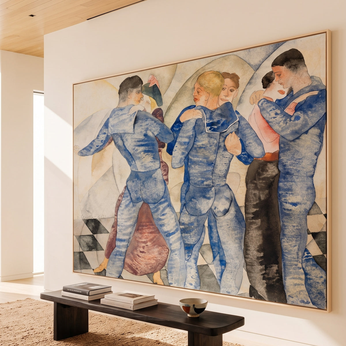 Charles Demuth | XL Blue Modern Abstract Canvas Print | Dancing Sailors