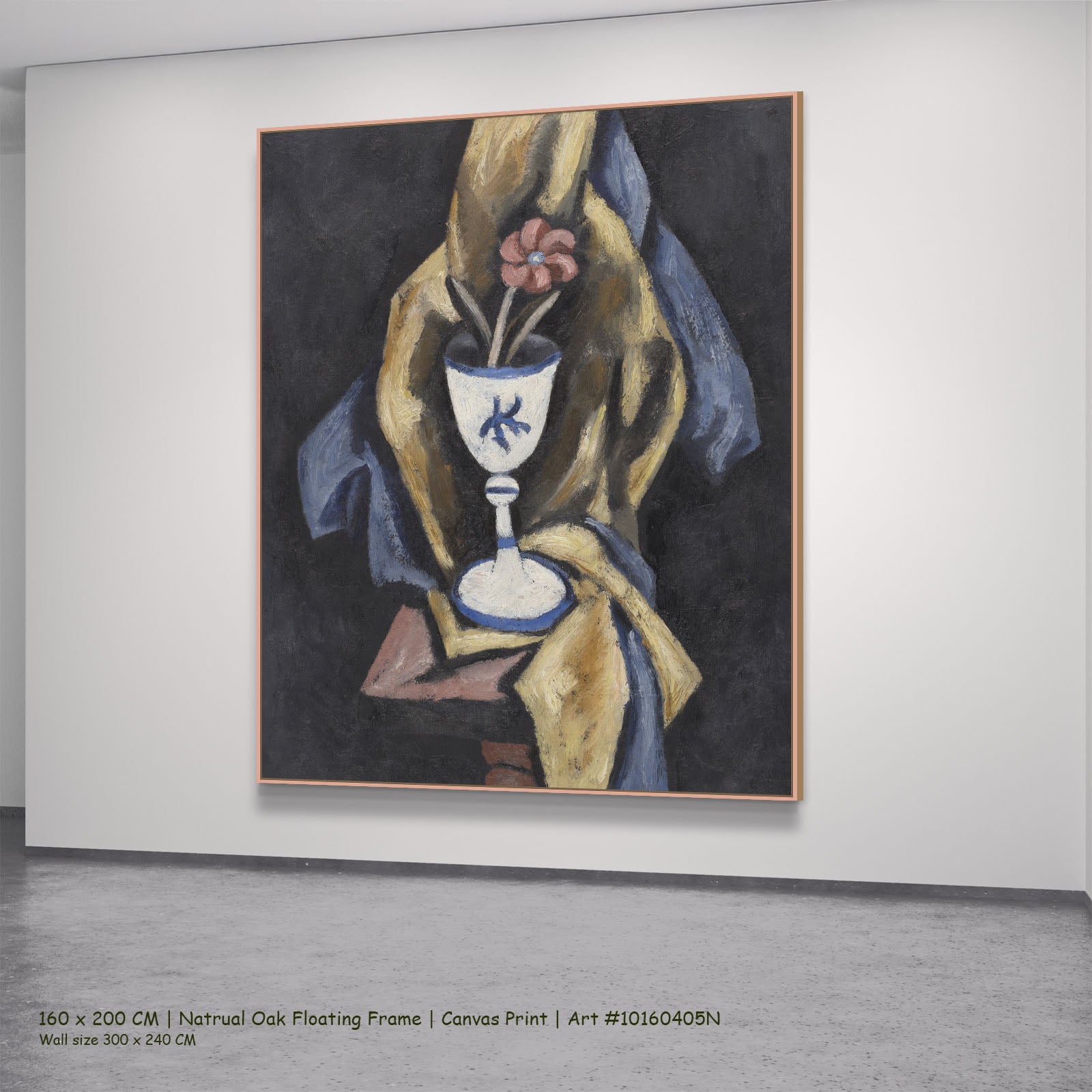 Still Life No. 15 by Marsden Hartley in a natural oak floating frame, large gold and brown Modern Abstract canvas