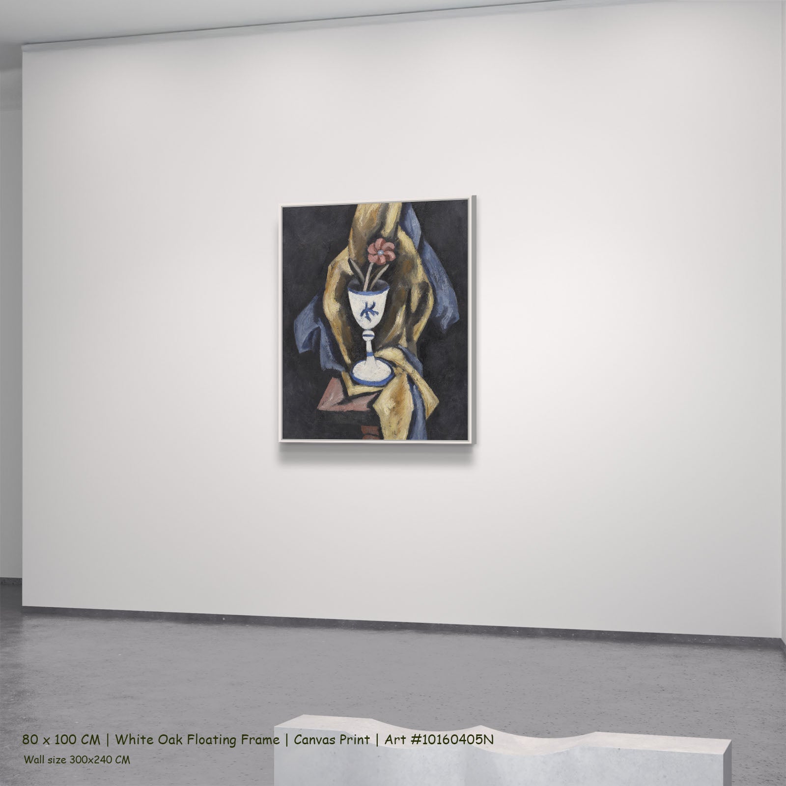 Still Life No. 15 by Marsden Hartley in a white oak floating frame, large gold and brown Modern Abstract canvas