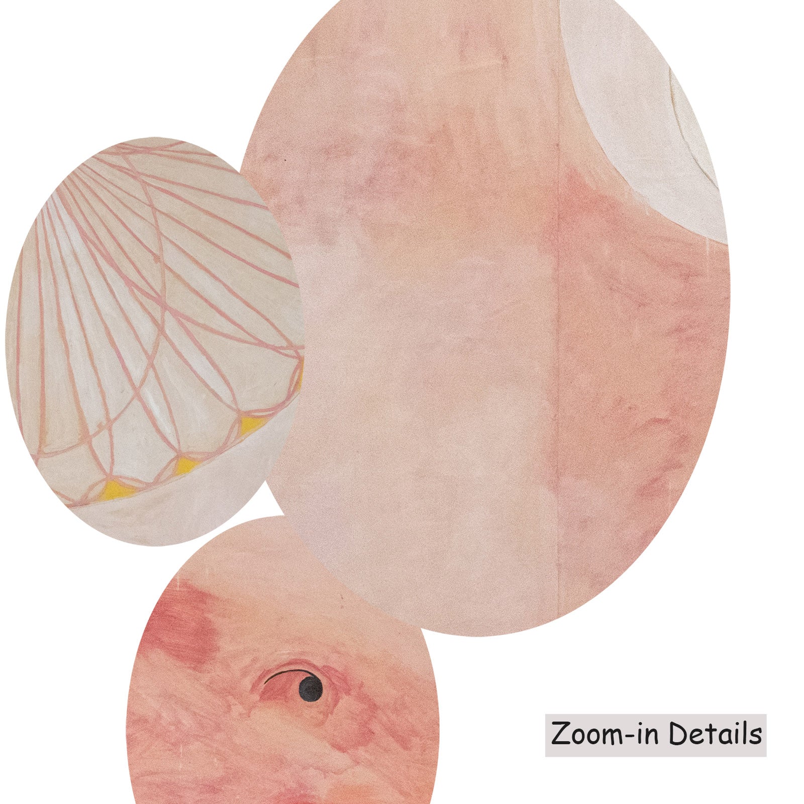 Close-up detail of the brushwork on The Ten Largest, No. 9, Old, a large pink and white Abstract canvas by Hilma af Klint