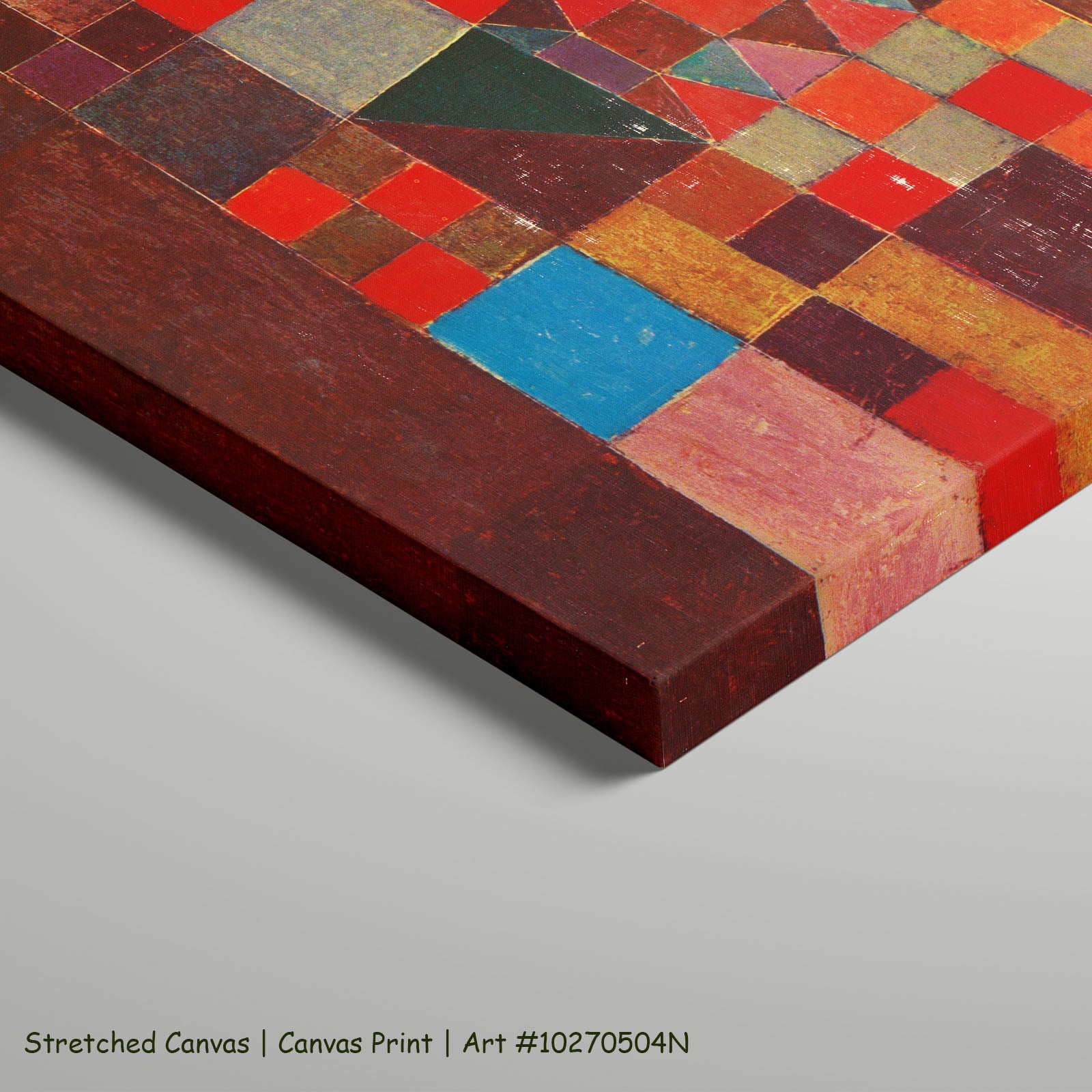 Castle and Sun by Paul Klee as a large stretched red and brown Geometric Abstract canvas print
