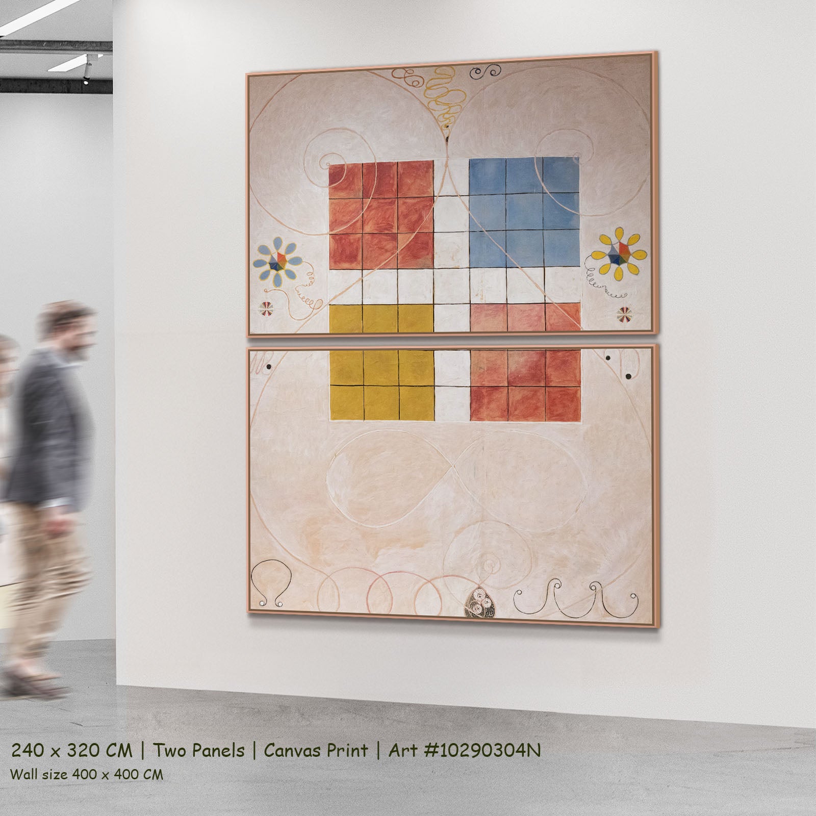 The Ten Largest, No. 10, Old by Hilma af Klint as a large two-panel red and gold Geometric Abstract canvas set