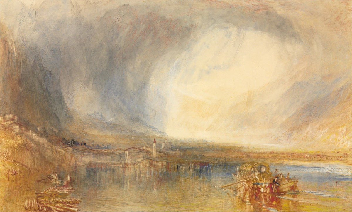 Large gold and grey Landscape canvas print of Flüelen, from the Lake of Lucerne by J.M.W. Turner