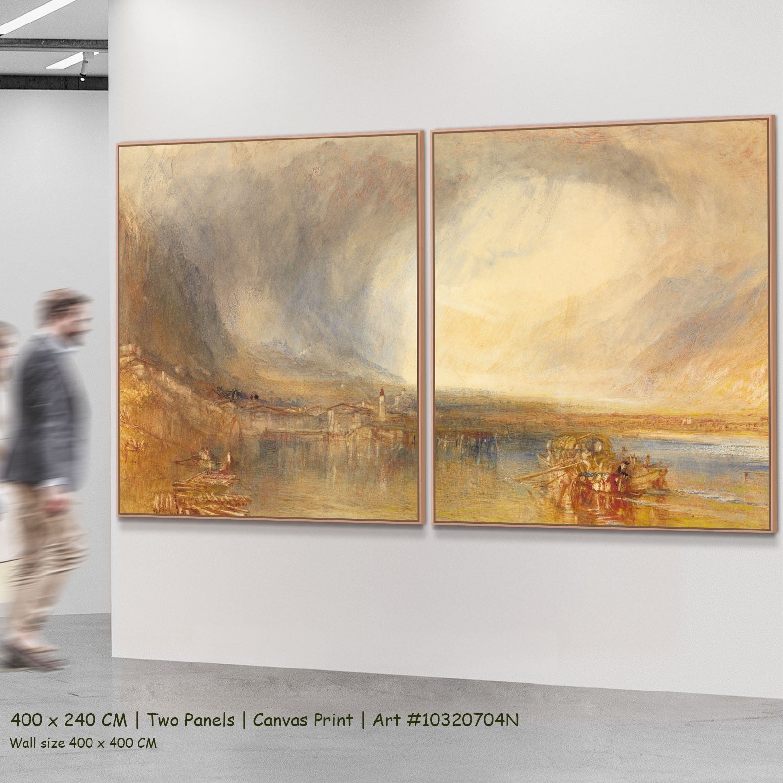 Flüelen, from the Lake of Lucerne by J.M.W. Turner as a large two-panel gold and grey Landscape canvas set