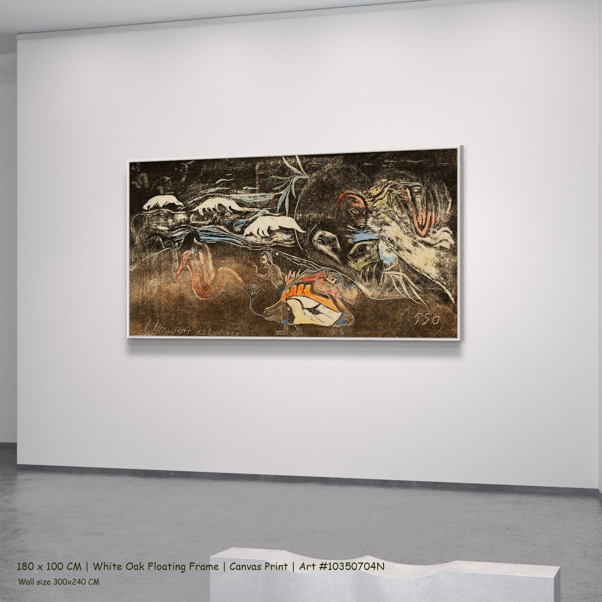 L’univers est créé, from the Noa by Paul Gauguin in a white oak floating frame, large brown and black Symbolist canvas