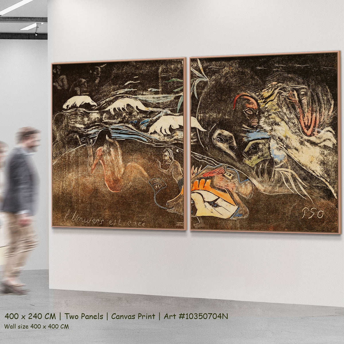 L’univers est créé, from the Noa by Paul Gauguin as a large two-panel brown and black Symbolist canvas set