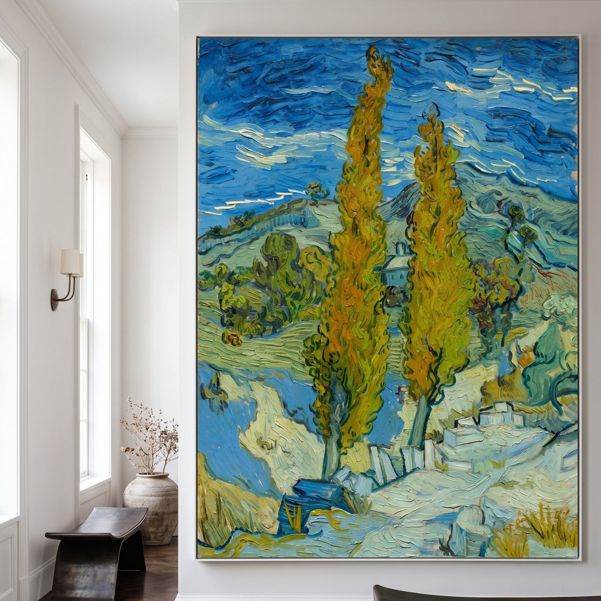 Vincent van Gogh | Huge Blue Impressionist Canvas Print | Two Poplars