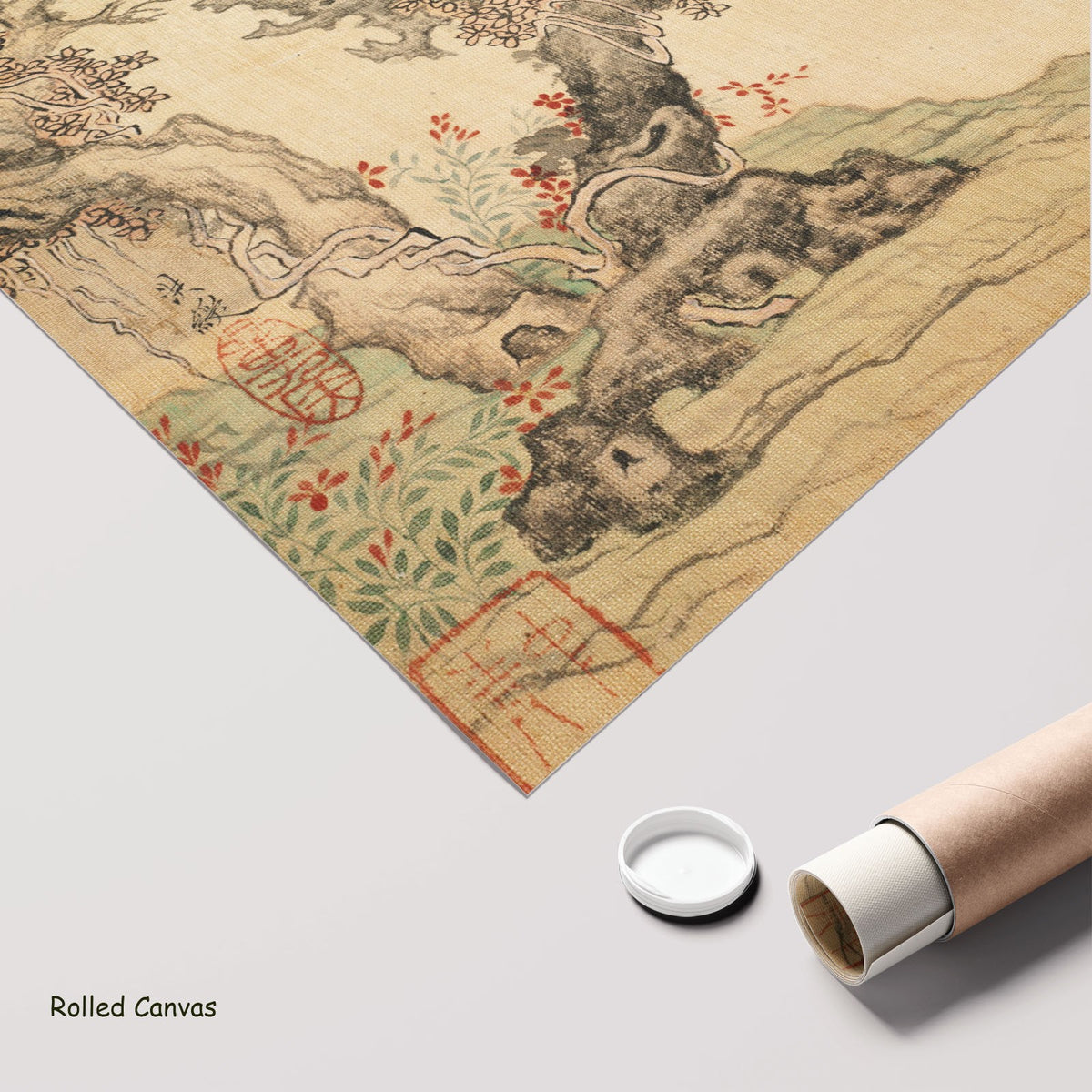 An Ancient Tree by Chen Hongshou as a large rolled gold and grey Landscape canvas print