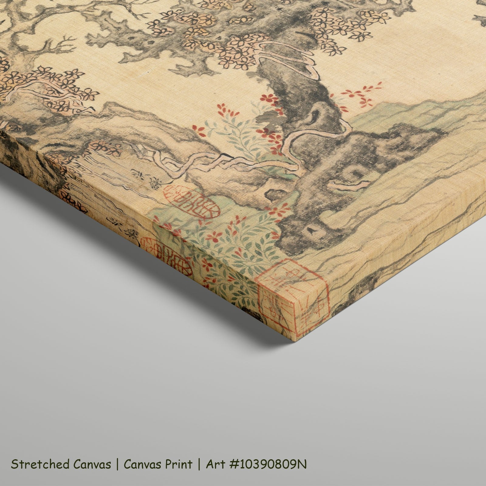 An Ancient Tree by Chen Hongshou as a large stretched gold and grey Landscape canvas print