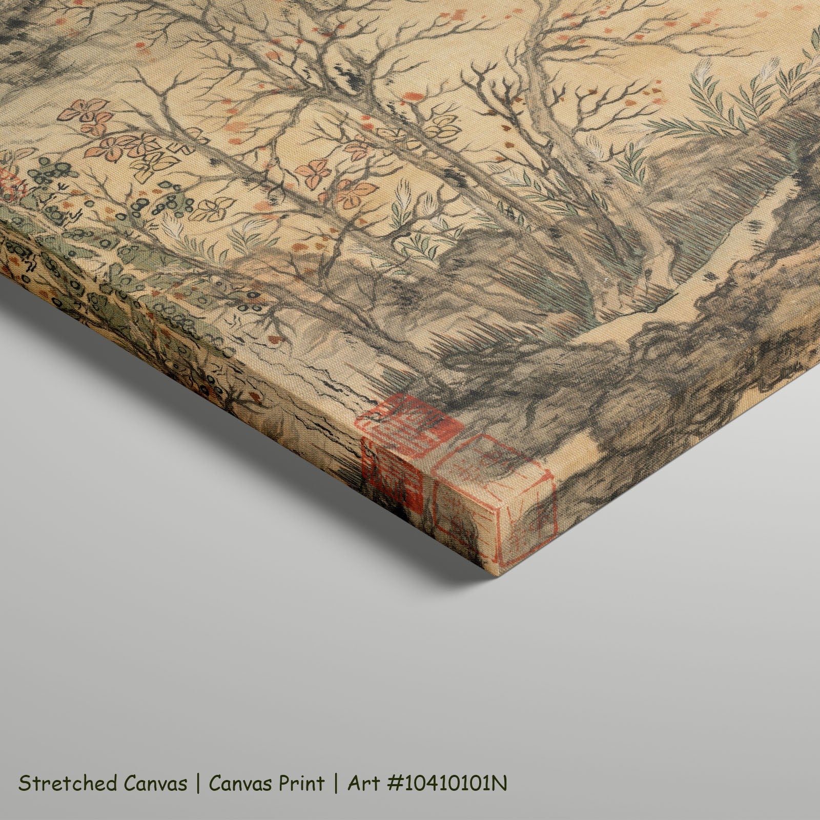 Autumn Landscape by Chen Hongshou as a large stretched gold and grey Landscape canvas print