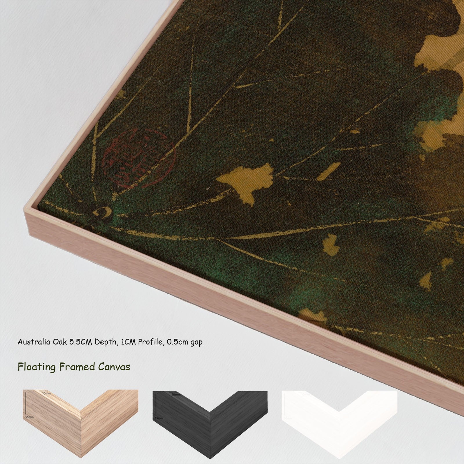 Lotus from Album of Paintings by by Shibata Zeshin in a floating frame, large gold and green Botanical canvas print