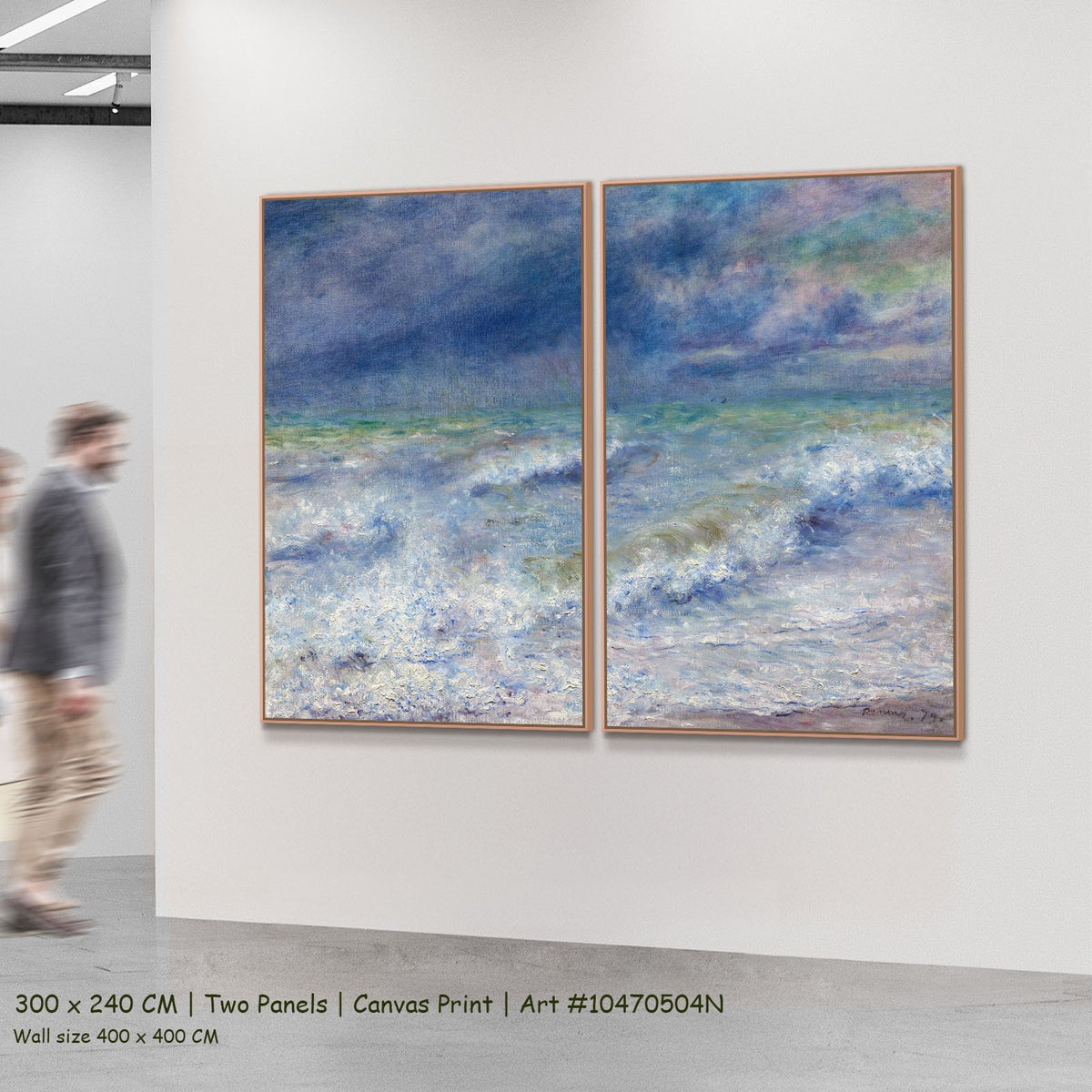 Seascape by Pierre-Auguste Renoir as a large two-panel blue and white Impressionist canvas set