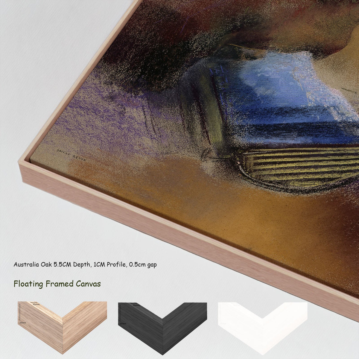 Orpheus by Odilon Redon in a floating frame, large purple and brown Symbolist canvas print