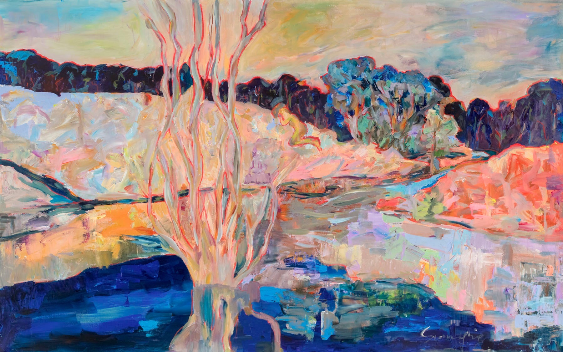 The Pause, blue, pink, orange Limited Edition Print by Summer Jiang