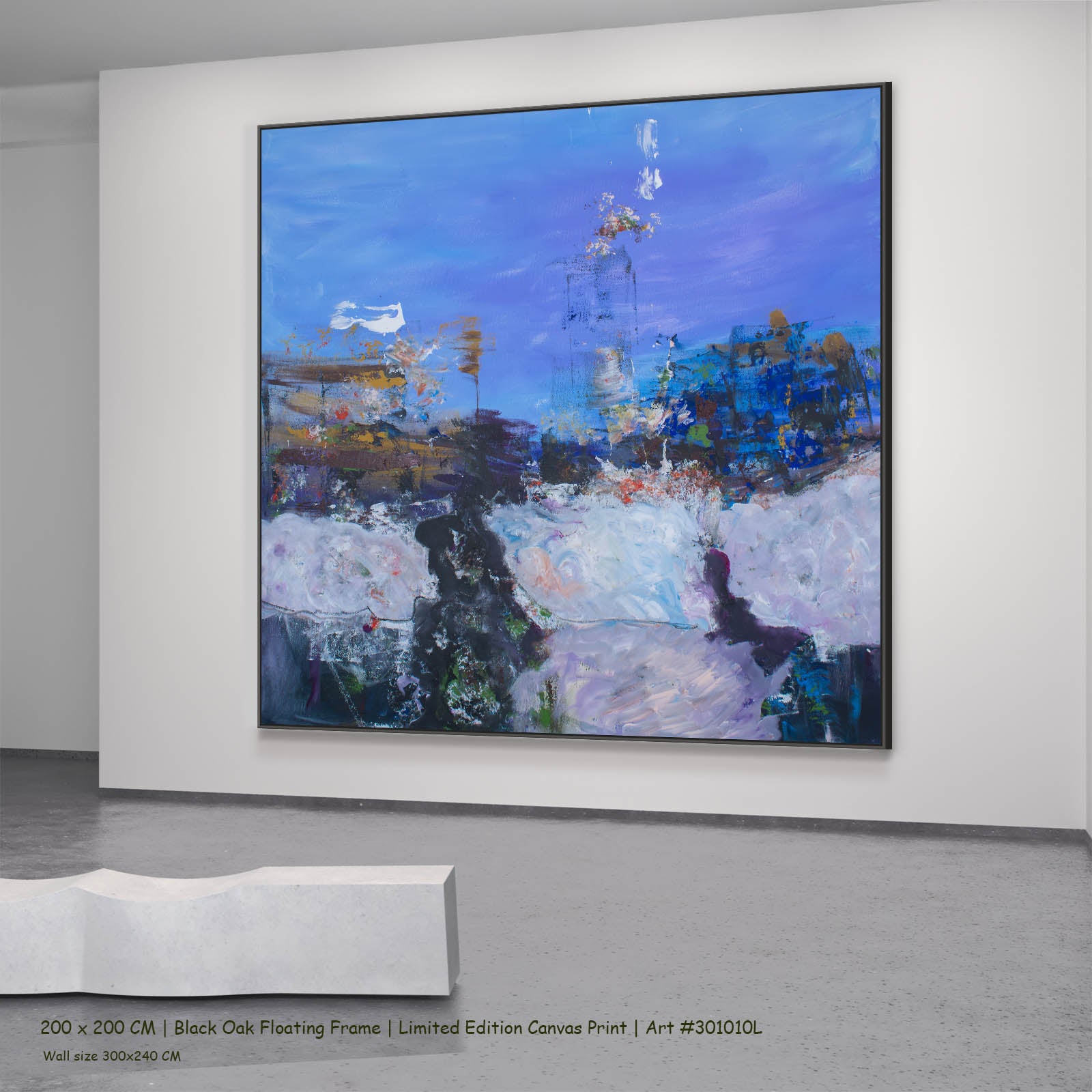 Holding On Contemporary canvas wall art in a black oak floating frame, 200 × 200 cm