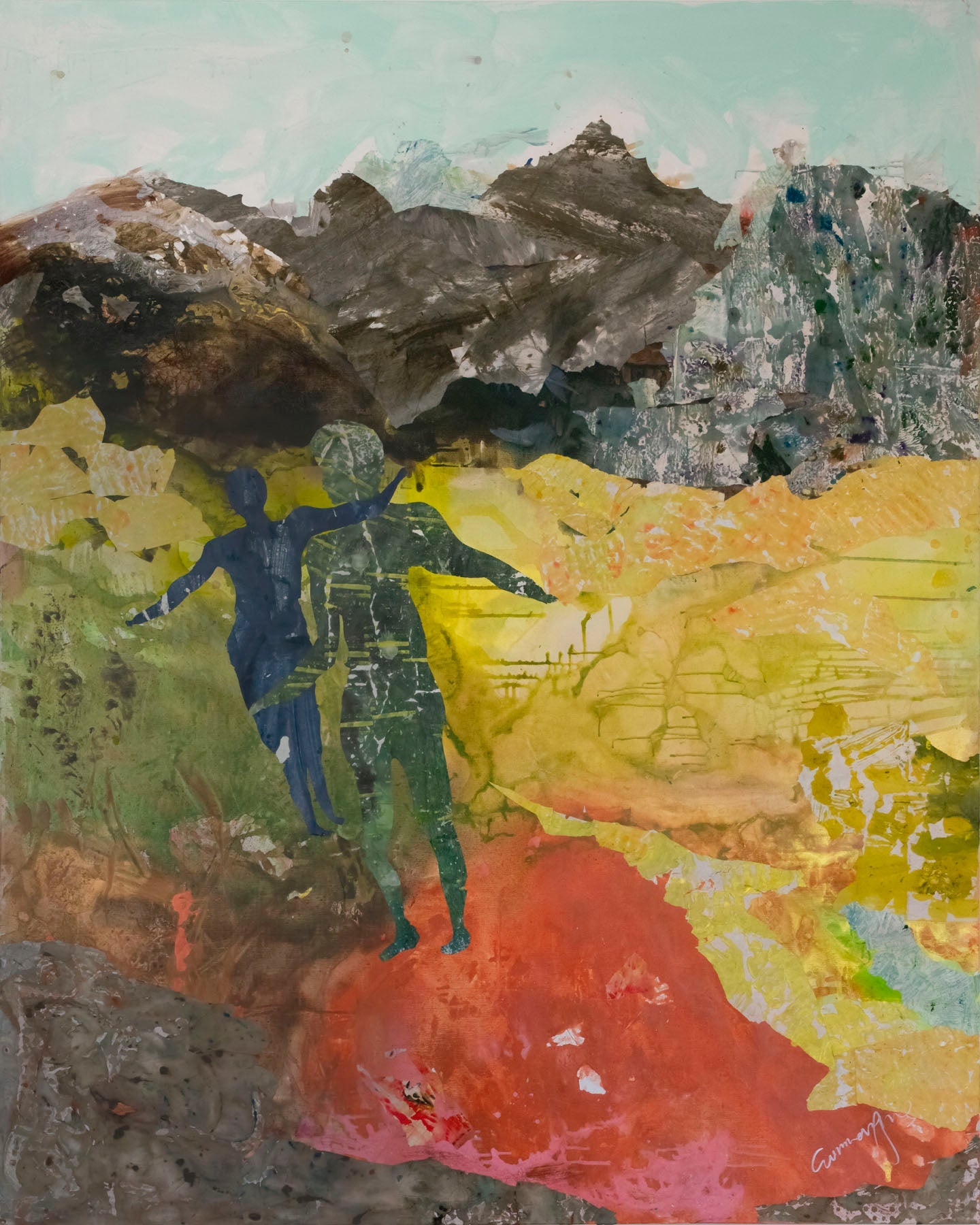 Path Becoming, yellow, grey, green, red Limited Edition Print by Summer Jiang