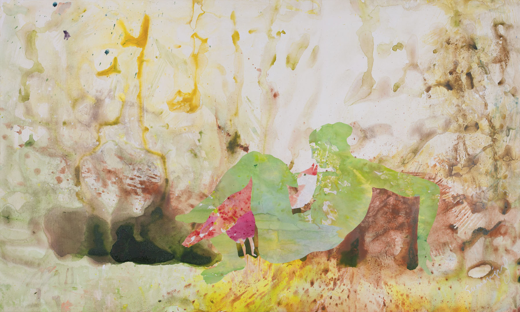 Swan's Whisper, white, green, yellow, brown Limited Edition Print by Summer Jiang