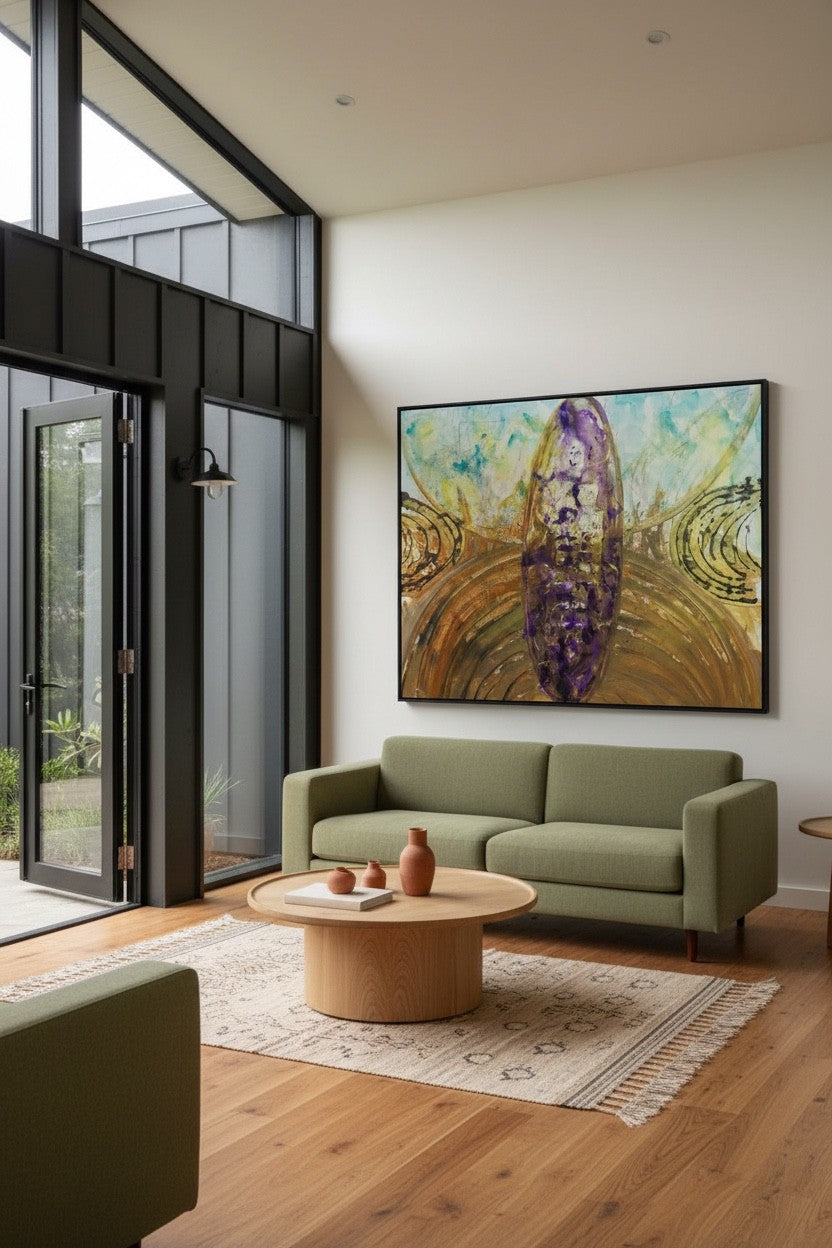 Large gold and purple Landscape canvas print of Remembrance by Summer Jiang