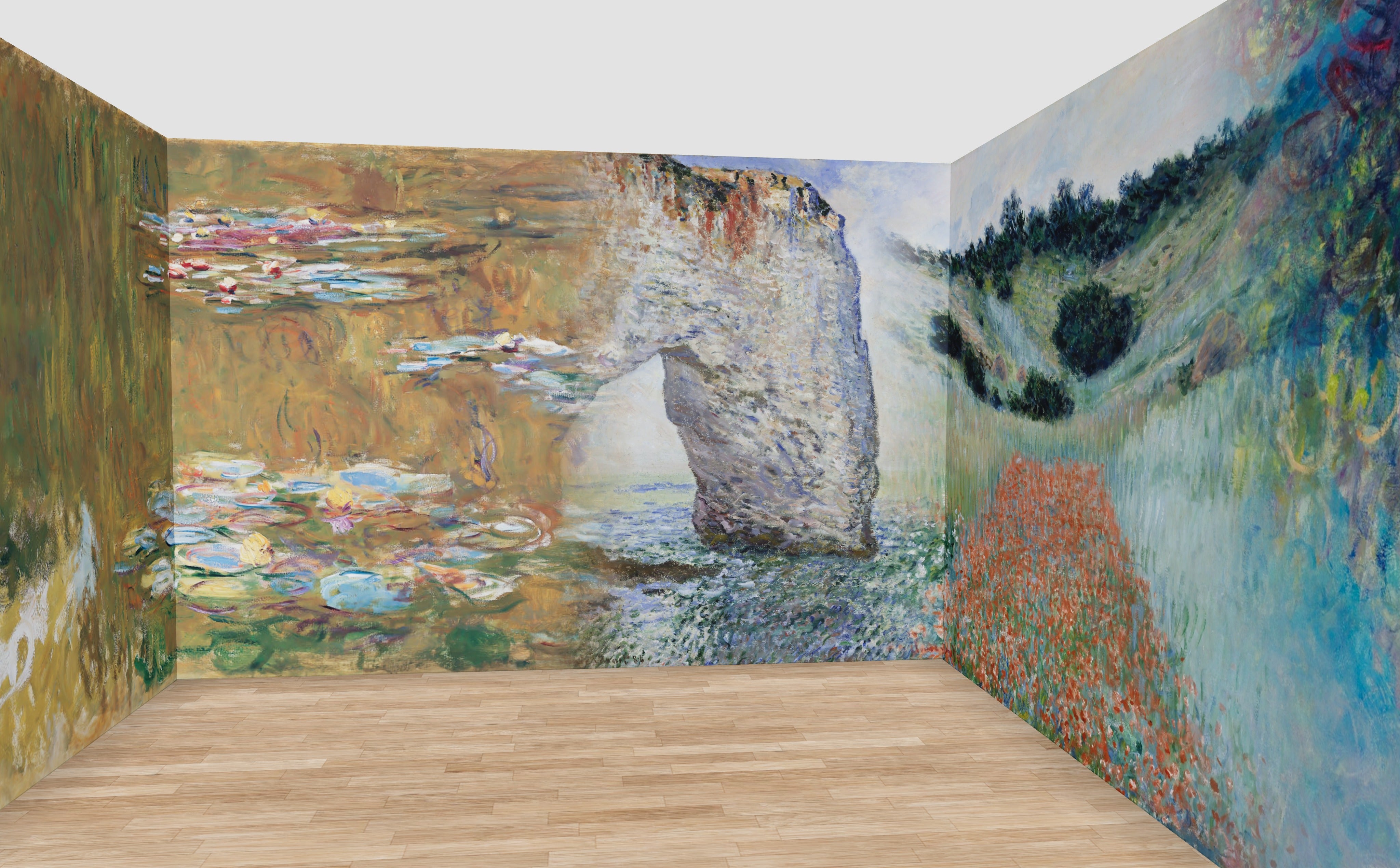 Monet's Garden Wall Mural — shown in a 12 m room at 270 cm ceiling