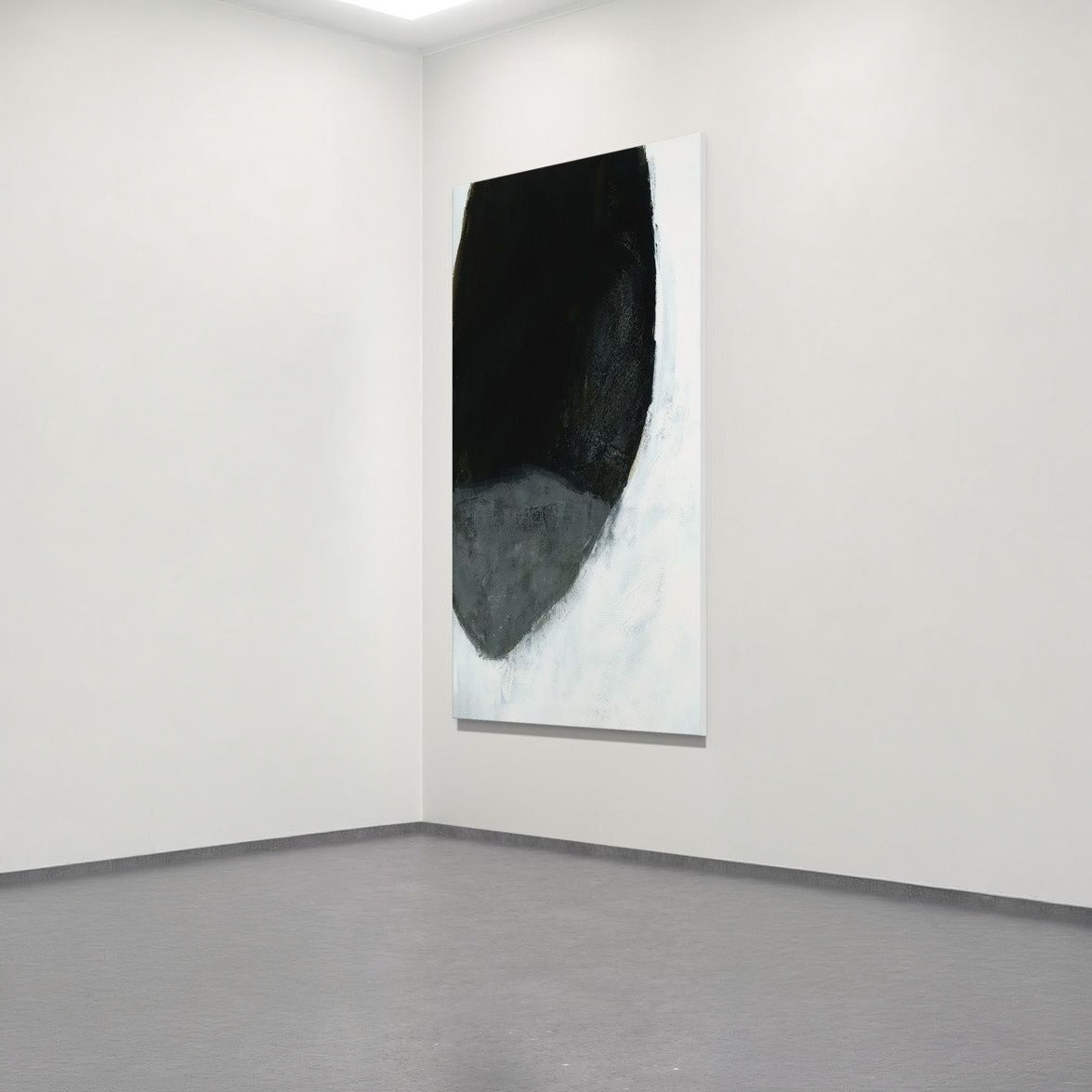 Monochrome Geometry II — large black and white abstract canvas print on the wall of a modern interior