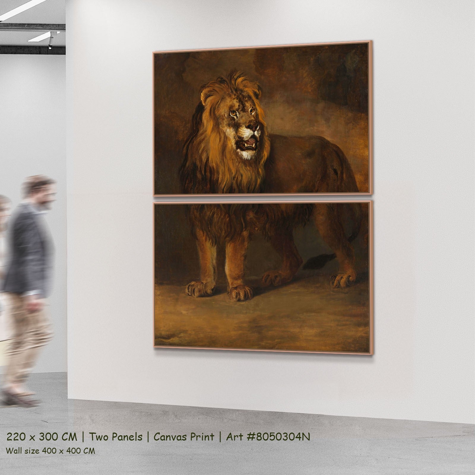 A Lion from the Menagerie of King Louis Napoleon Wildlife two-panel canvas wall art set, 220 × 300 cm