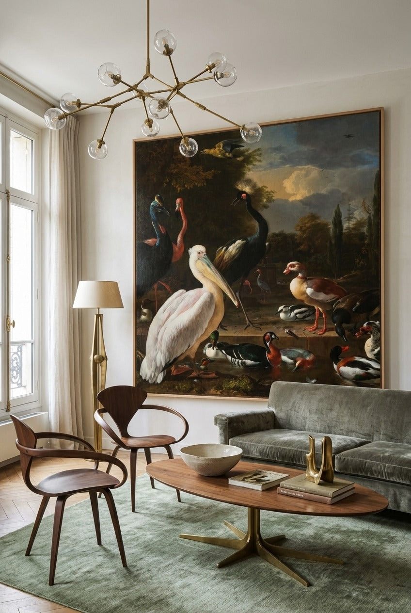 Melchior d'Hondecoeter | Large Brown White Baroque Canvas Wall Art | The Floating Feather