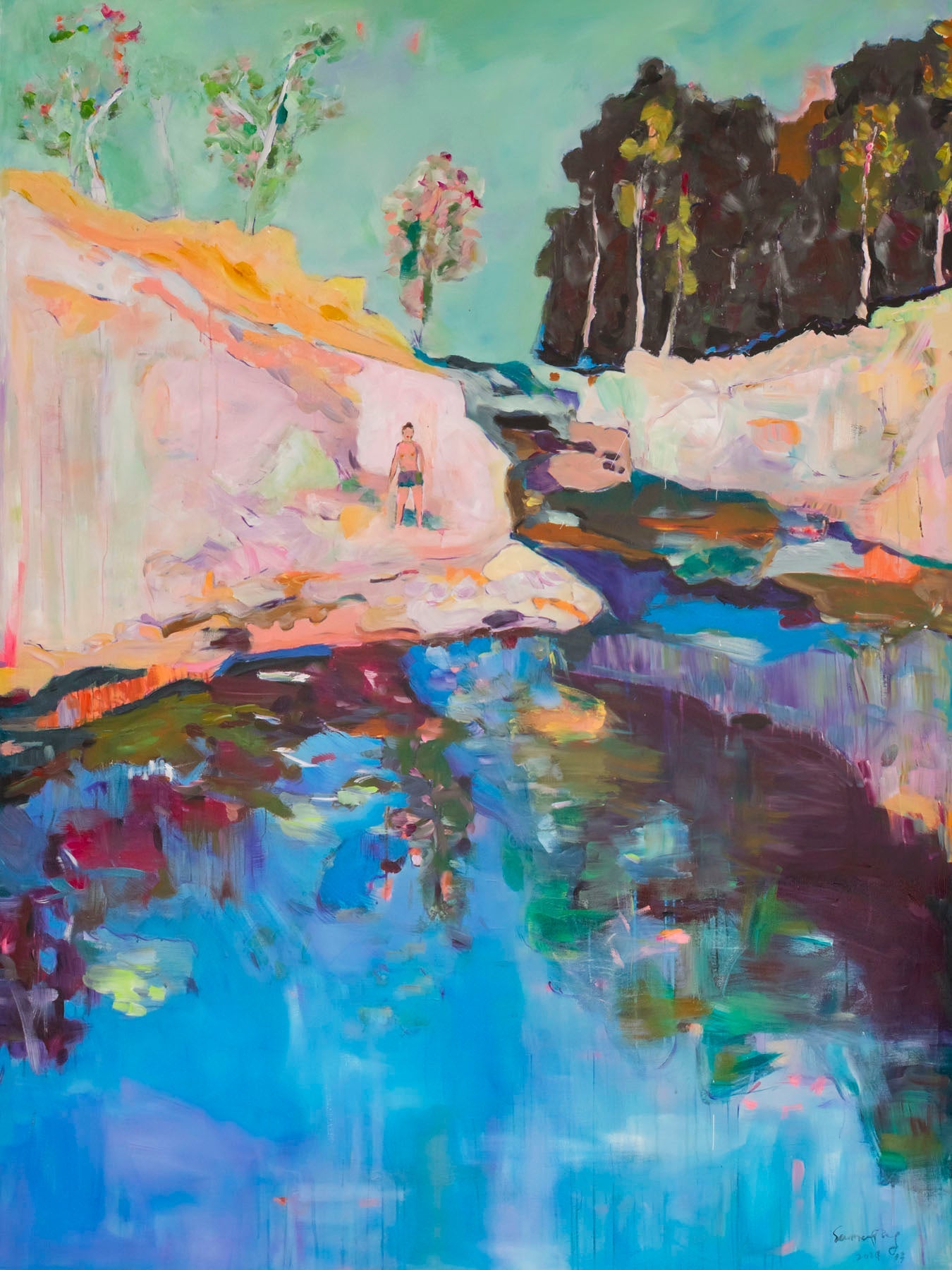 Find a Way, blue, green, pink Limited Edition Print by Summer Jiang